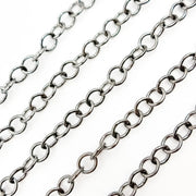 Black Rhodium Sterling Silver Round Link Chain